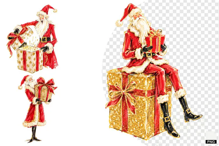 Santa With Presents PNG