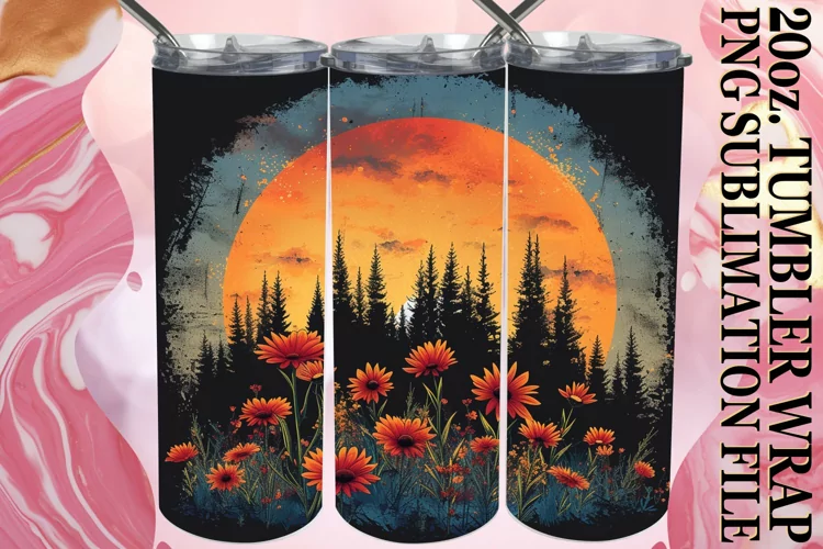 Charming Flower Pattern Tumbler Sublimation Wrap
