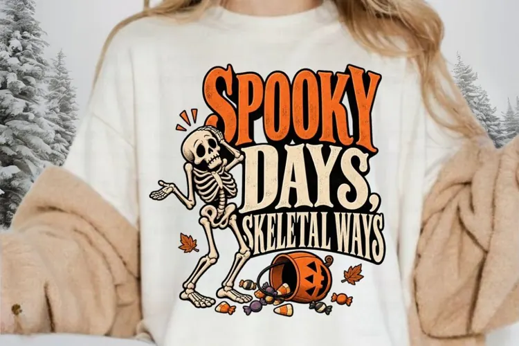 Spooky Days Skeletal Ways PNG, Funny Skeleton Halloween