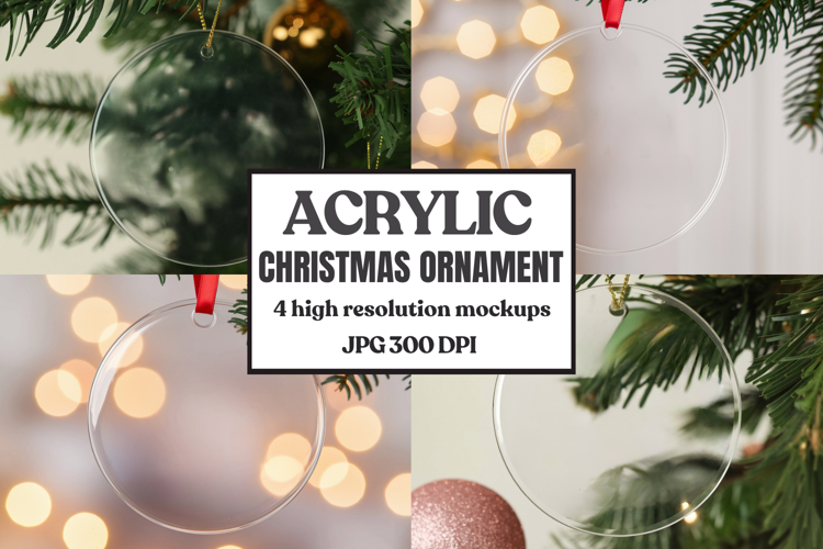 Christmas Acrylic Ornament Mockups | Round Clear Acrylic Orn