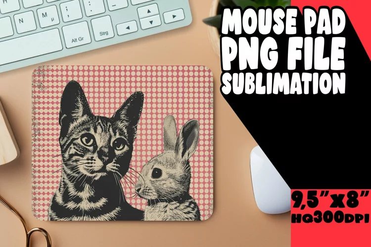 Cheerful Cat Design Mouse Mat