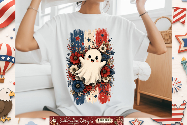 Patriotic Halloween Floral American Flag Design
