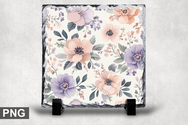 Pastel Flowers Square Sublimation Slate Design