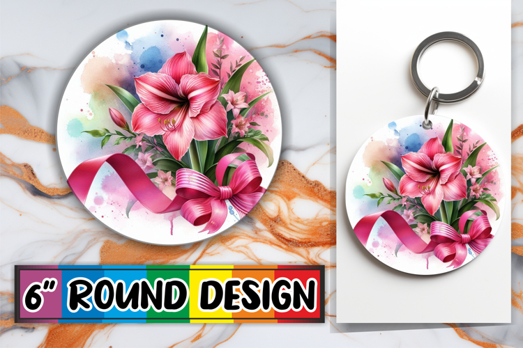 Radiant Round Car Coaster Sublimation, Flowers