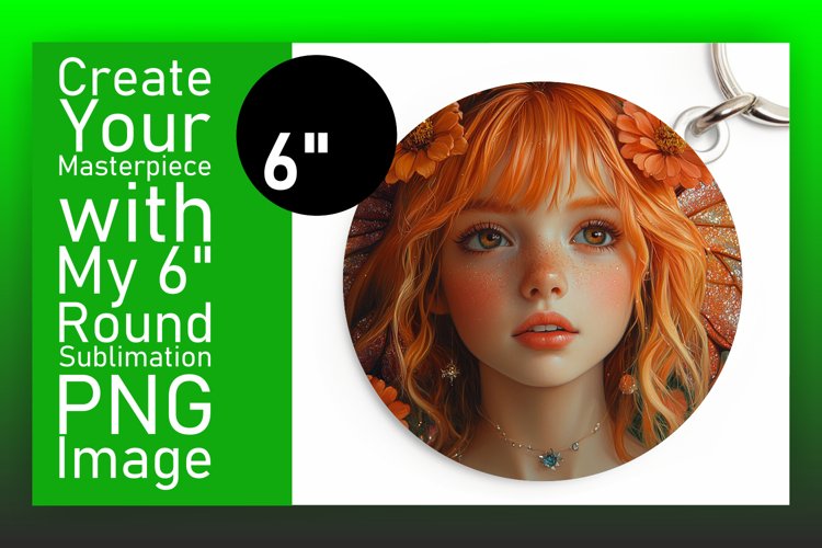Whimsical Round Design Keychain PNG , Fairy