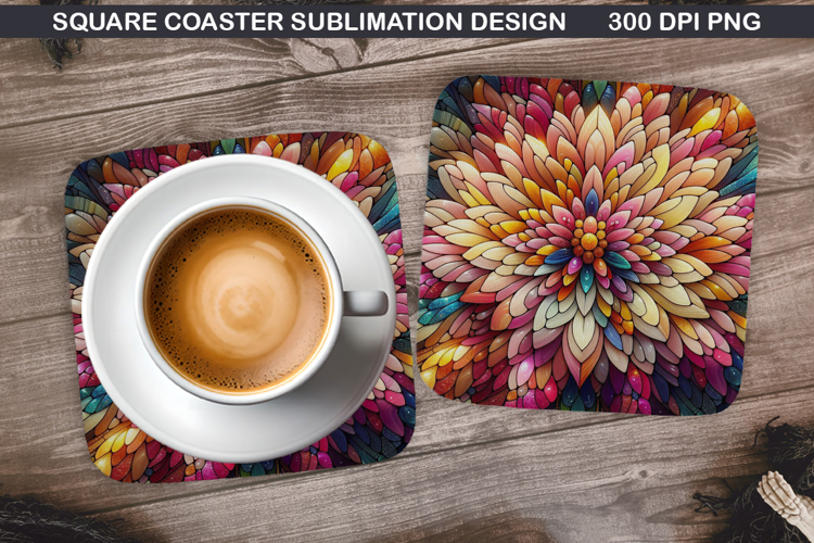 Flowers Coaster Sublimation, Spring Coaster PNG Design