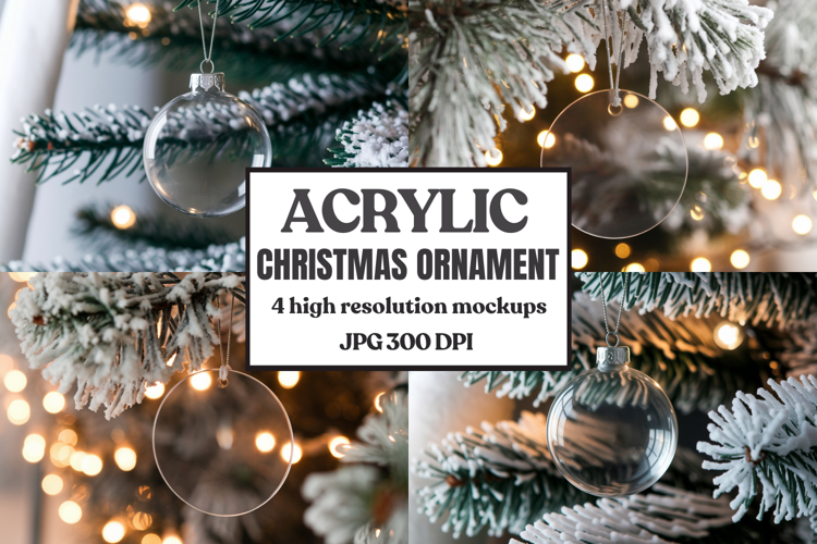 Acrylic Christmas Ornament Mockups | Clear Holiday Ornament
