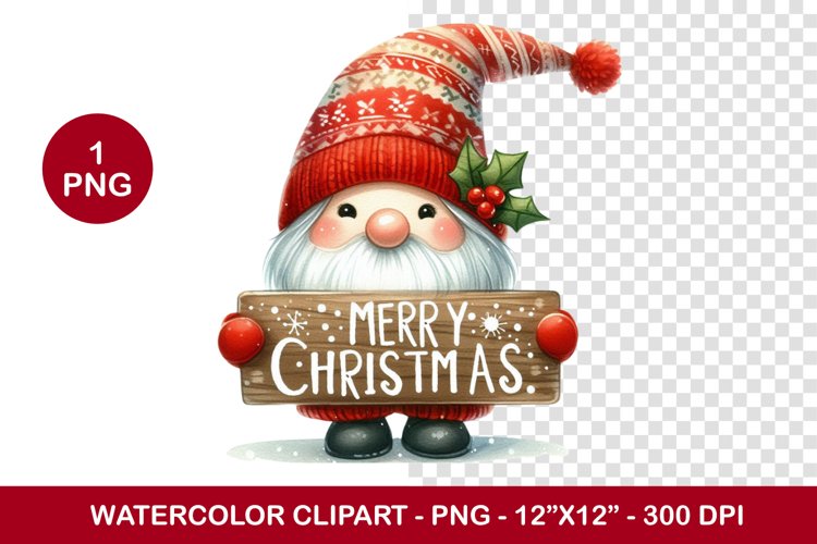 png watercolor clipart - cute christmas gnome
