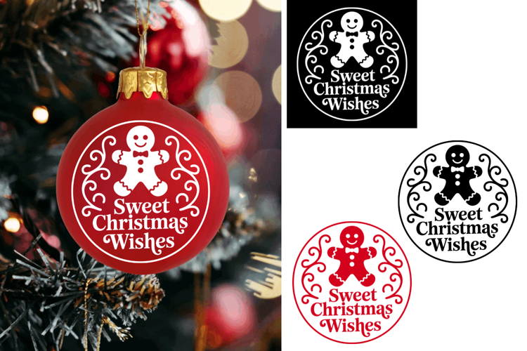 Sweet Christmas Wishes Ornament Ball, Christmas Svg 