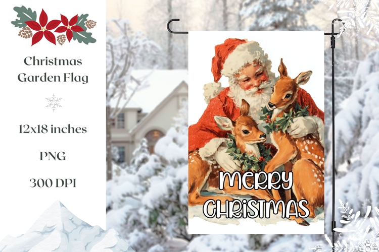 Merry Christmas Garden Flag, Vintage Santa Claus PNG