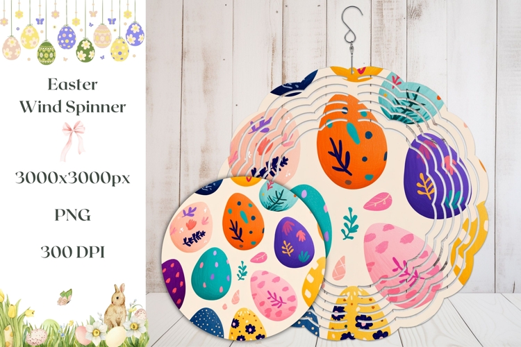Colorful Easter Eggs Wind Spinner, Floral Wind Spinner PNG