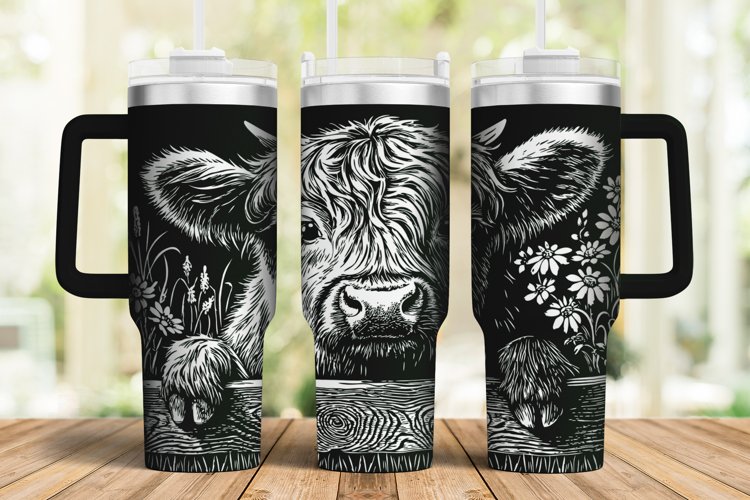 Tumbler laser svg|40oz Tumbler Highland Cow wrap