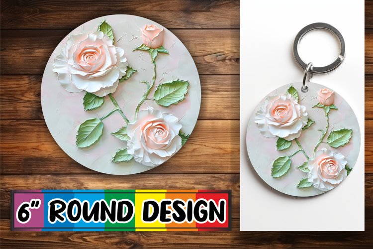 White Blossom Harmony: Sublimation Circle Design