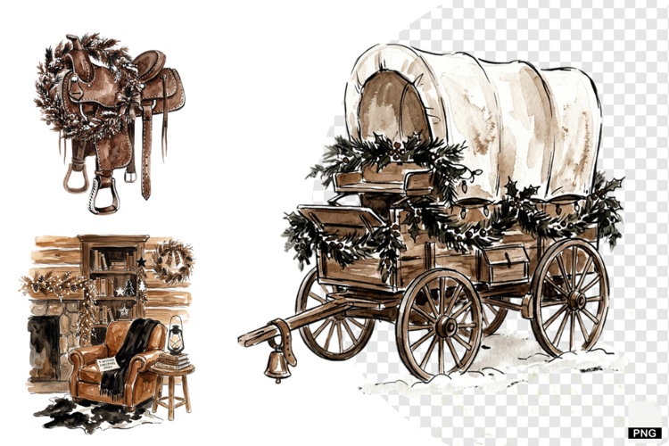 Christmas Festive Western Clipart