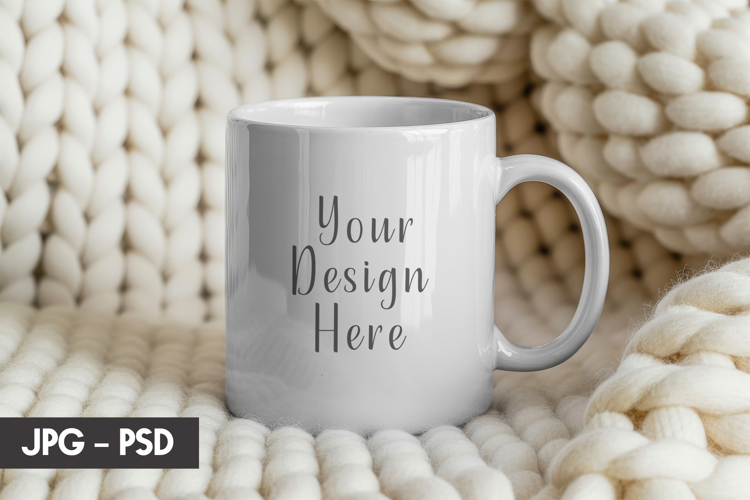 Cozy Blanket Mug Mockup PSD