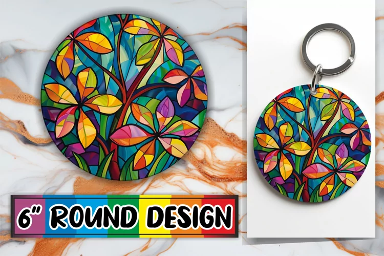 Stained Glass Tree Round Design Sublimation Art