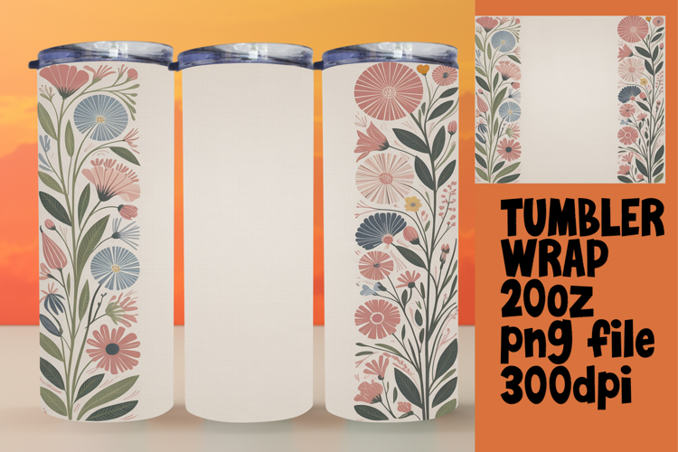 CHIC 20oz Tumbler Template for DIY , Flowers