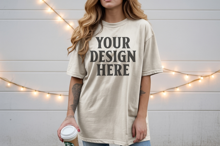 Christmas Comfort Colors 1717 Ivory TShirt Mockup, CC 1717