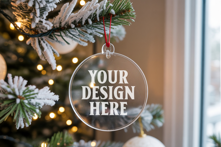 Acrylic Christmas Ornament Mockups , acrylic blank mockup