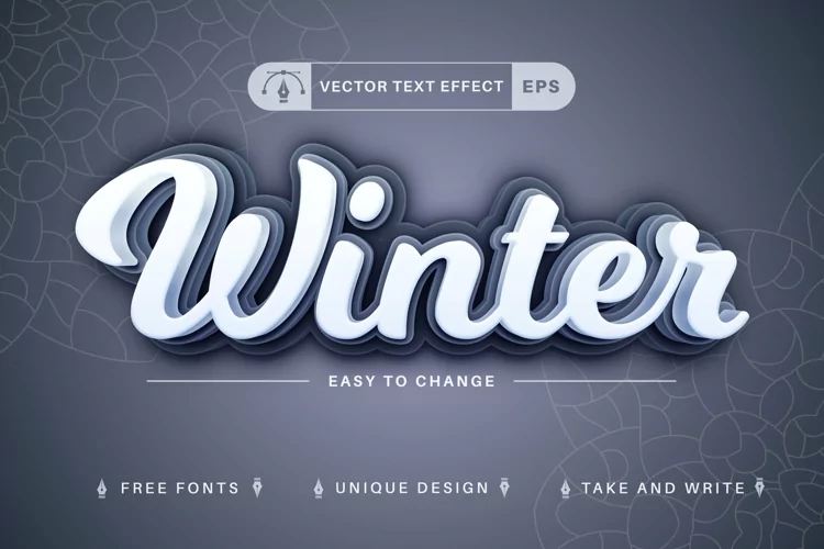 3D Winter - Editable Text Effect, Font Style