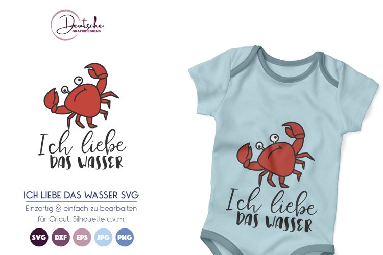 Krab SVG | Ich liebe das Wasser SVG example image 1