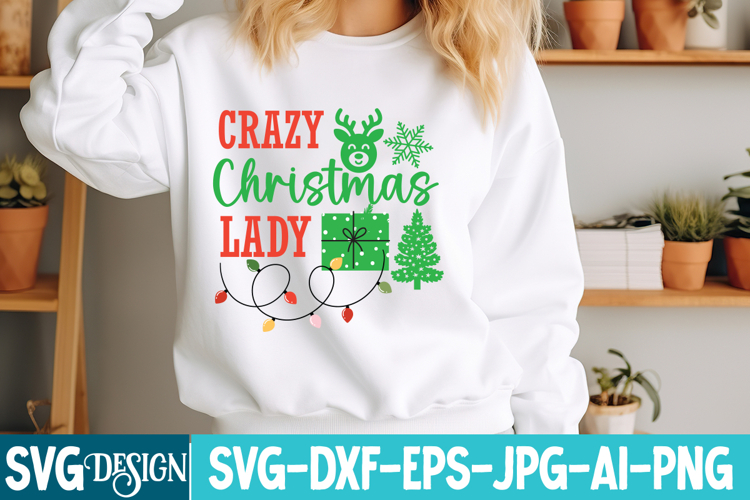CRazy Christmas Lady SVG Cut File, Christmas SVG Design