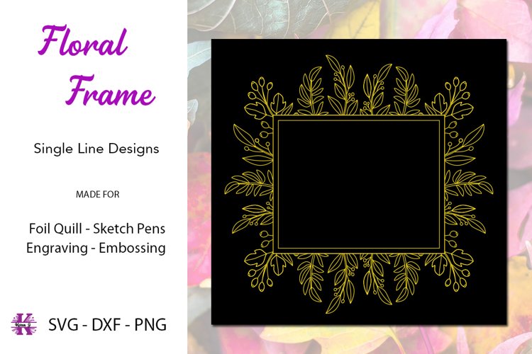 Floral Frame for Foil Quill|Single Line Design example image 1