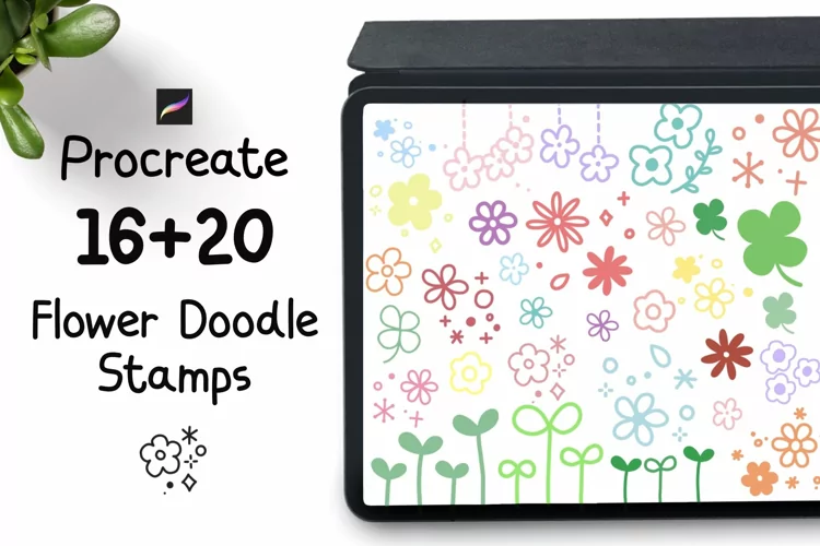 Procreate Stamps 36 Flower doodle stamps