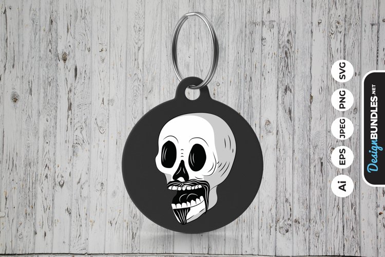 Skull with Mustache Keychain