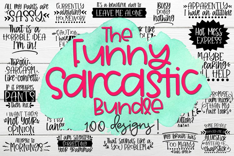 The Funny Sarcastic Bundle - Bundle of 100 SVGs example image 1