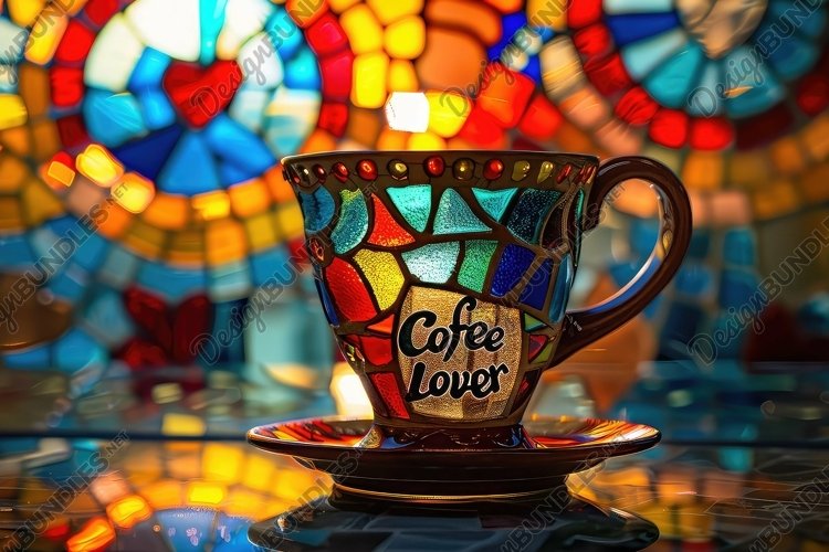 Stained Glass Coffee Cup Background Wallpaper