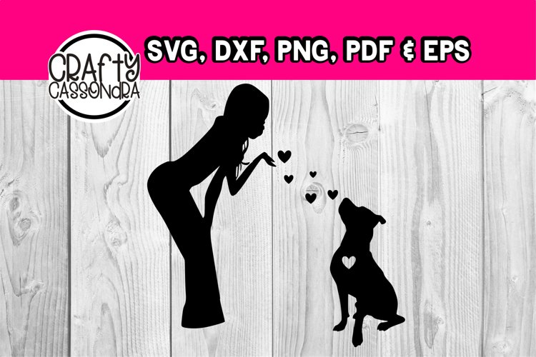 Dog Mom blowing kisses - pit bull - dog svg - dog silhouette example image 1