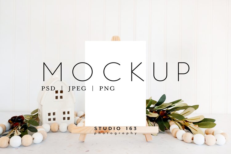 5x7 Card Mockup, Easel Mockup, PSD JPG example image 1