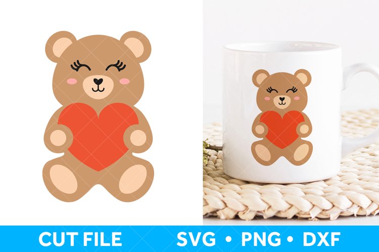 Teddy Bear SVG file, Valentines SVG file, Valentines Day example image 1