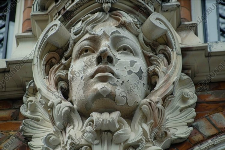 Weathered stone face sculpture showing the passage of time