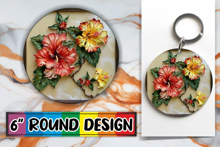 3D Blooming Circle Keychain Design Spring Sublimation