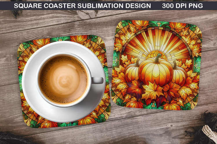 Pumpkin Coaster Sublimation, Halloween Coaster PNG Design
