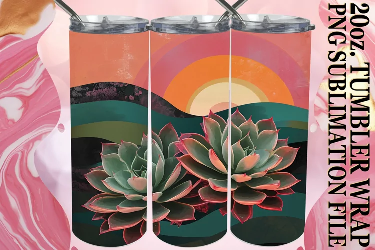 Retro Summer Blossom Serenity Tumbler Wrap - Nostalgic Style
