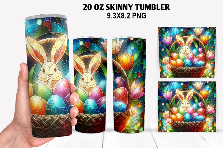 Bunny Skinny Tumbler 20oz Wrap Design, Easter Tumbler PNG