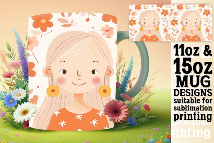 Lovely Flower Portrait Mug Wrap 11oz/15oz
