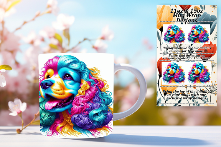 Chic 15oz Mug Wrap Png Template , Dog