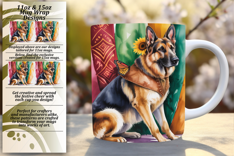 EYE-CATCHING 11oz Mug Wrap PNG , Cute Dog