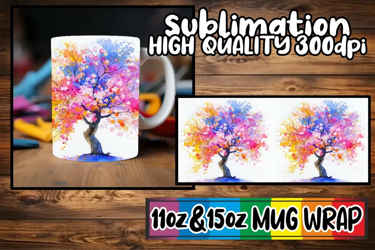 Blossom Haven Mug Sublimation Wrap - Spring Design