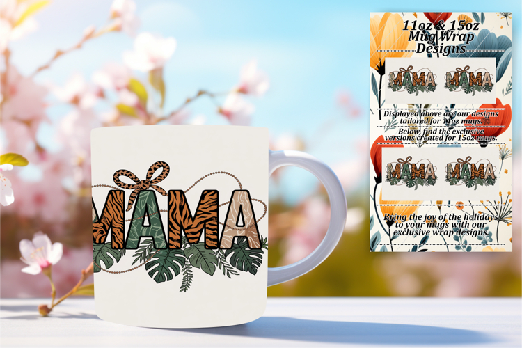 Vibrant 11oz Mug Wrap Png Template , Mama