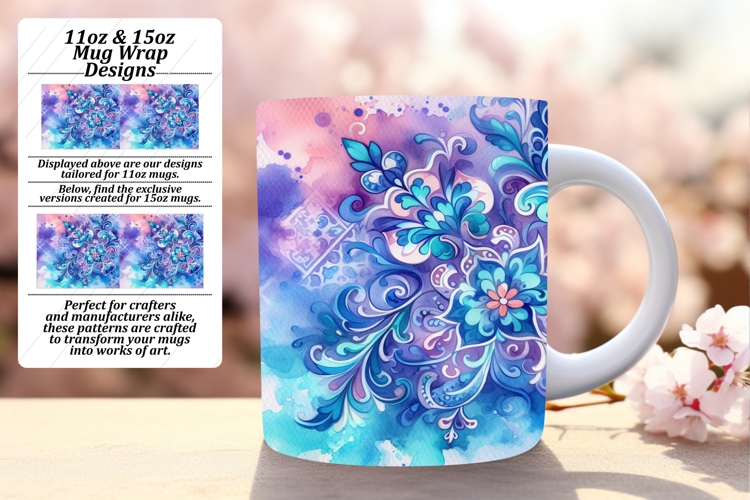 Funky 11oz Mug Wrap Png Artwork , Watercolor Patter