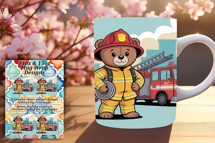 Happy 11oz Mug Wrap Png Template , Cute Bear