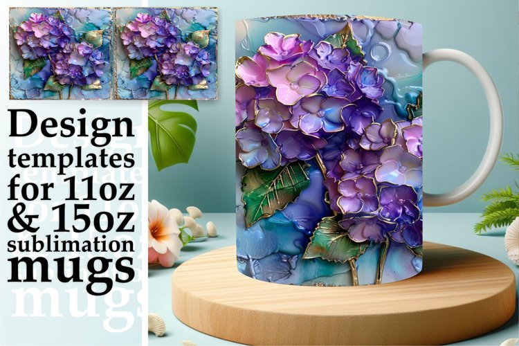 Glittery 3D Flower Delight Mug Wrap: Sublimation - 11oz/15oz example image 1