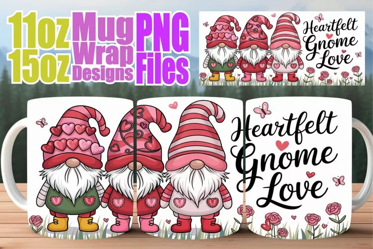 Joyful vibes 11oz 15oz sublimation wrap, Love Gnome