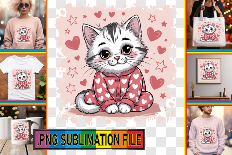 LUMINOUS TOTE BAG Designs PNG, Valentines Cat