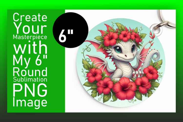 Charming Round Design Keychain PNG , Dragon